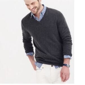 J. Crew Men's Cotton-Cashmere V-Neck Sweater Blue Size M